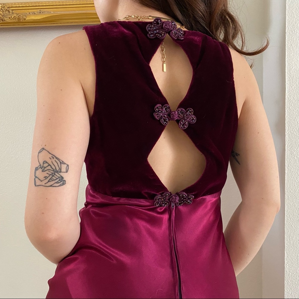 Vintage 1980s Zum Zum Crushed Wine Gown